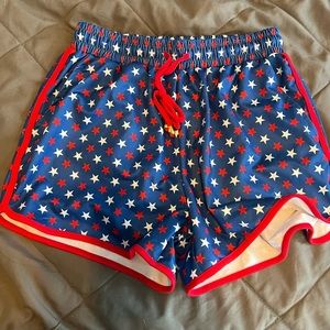 Red white blue star athletic shorts